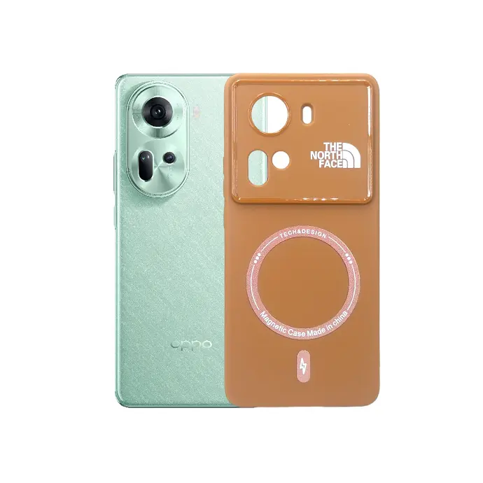 Oppo Reno 11 5G Printed Soft Silicone Magnetic AutoFocus Back Case - Brown
