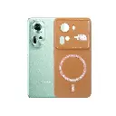 Oppo Reno 11 5G Printed Soft Silicone Magnetic AutoFocus Back Case - Brown