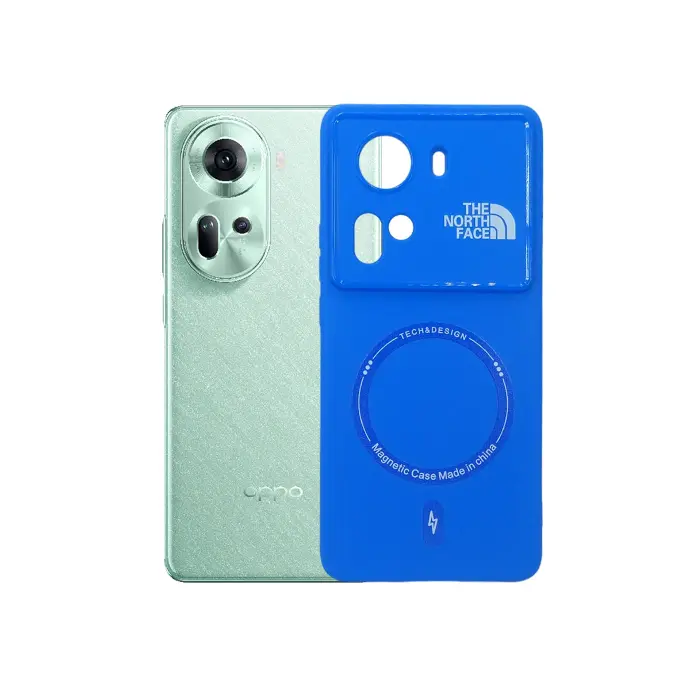 Oppo Reno 11 5G Printed Soft Silicone Magnetic AutoFocus Back Case - Blue