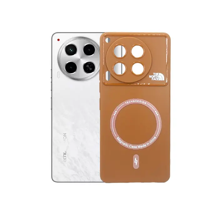 Tecno Camon 30 Printed Soft Silicone Magnetic AutoFocus Back Case - Brown