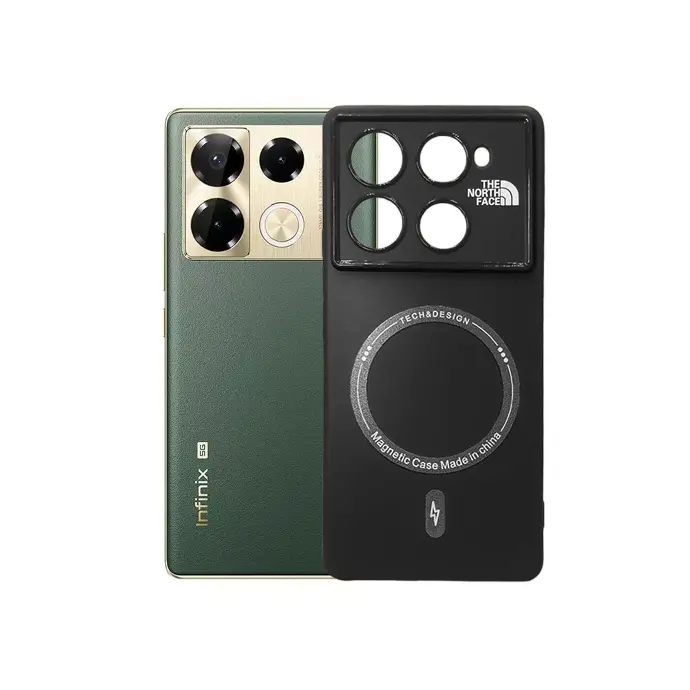 Infinix Note 40 Pro 4G Printed Soft Silicone Magnetic AutoFocus Back Case (Black)