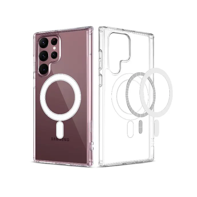 Samsung S22 Ultra Magnetic Magsafe Wirelees Transparent Back Case