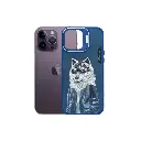 iPhone 15 Pro Nimmy 3D Embroided Back Printed Case With Camera Stand (Navy Blue)