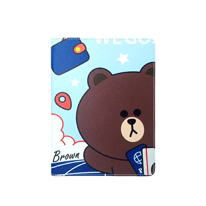 iPad 2,3,4,5 Official Cartoon Book Case Cute Bear  (Sky Blue)