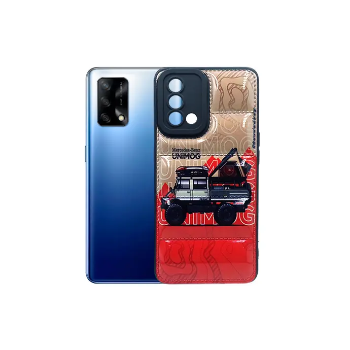 Black Full Print Puffer Back Case for Oppo F19, A95 & A74