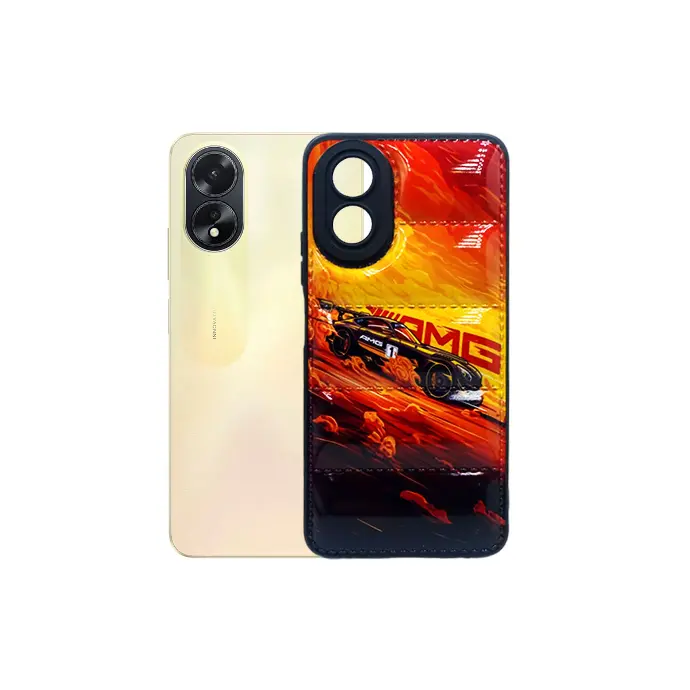 Oppo A18/A38 Full Print Puffer Back Case - Black