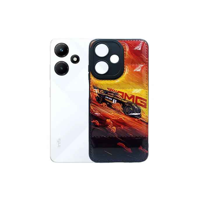 Infinix Hot 30 Play Fully Printed Puffer Back Case - Black Design
