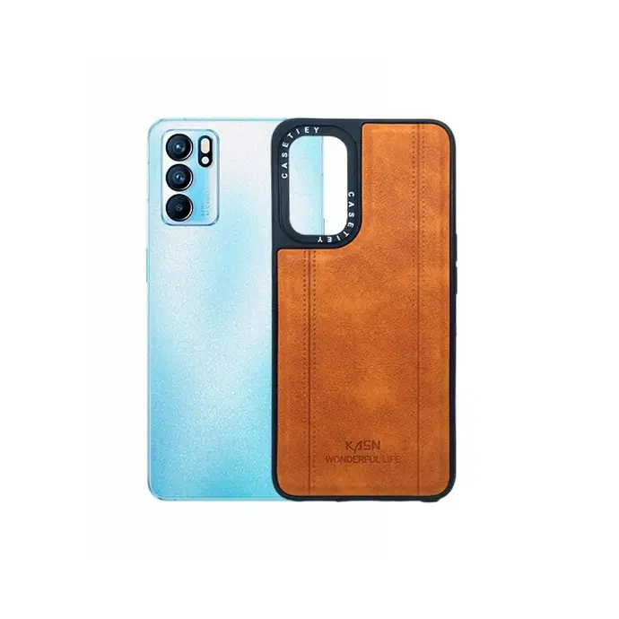 Oppo Reno 6 4G KASN WONDERFUL LIFE Logo Leather Back Case (Golden)