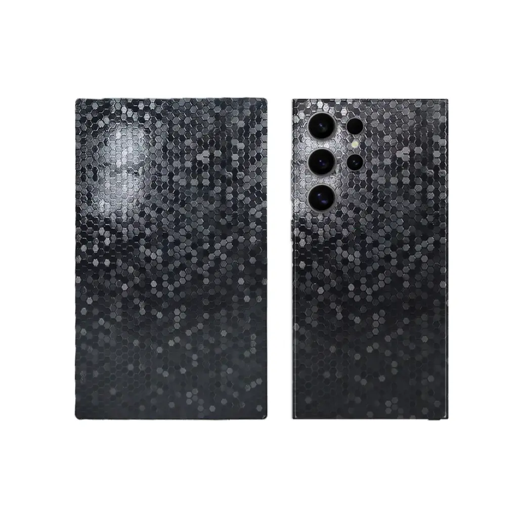 Black Leather Mobile Back Skin - Customizable Protection for Your Device