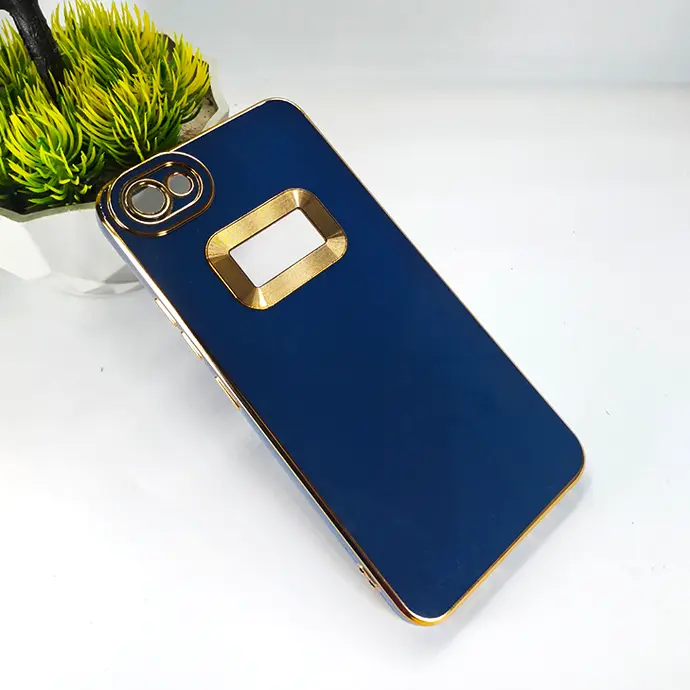 Vivo Y81 Gold Chrome Back Case (Navy Blue)