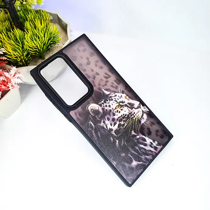 [PO6BSS23U-4-BLPRD] Samsung S23 Ultra 3D Printed Matte Hard Silicone Back Case (Black Leopard)