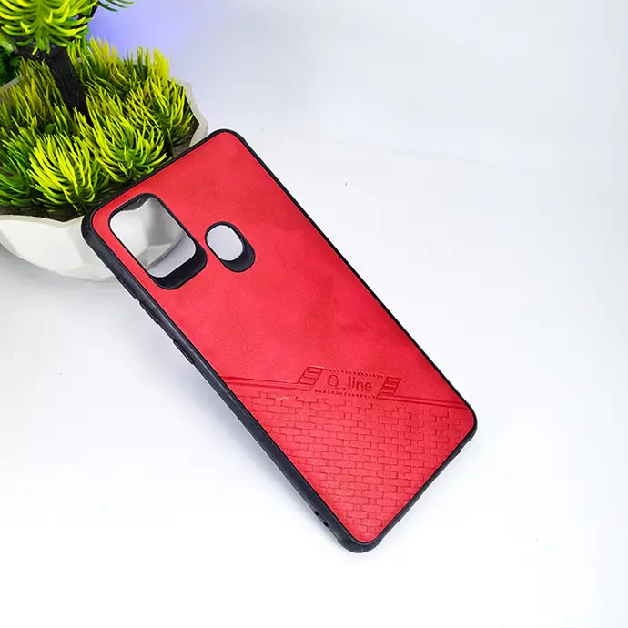 [PO18BSA21S-4-4] Samsung Galaxy A21S 4G Q-line Leather Back Case - Red