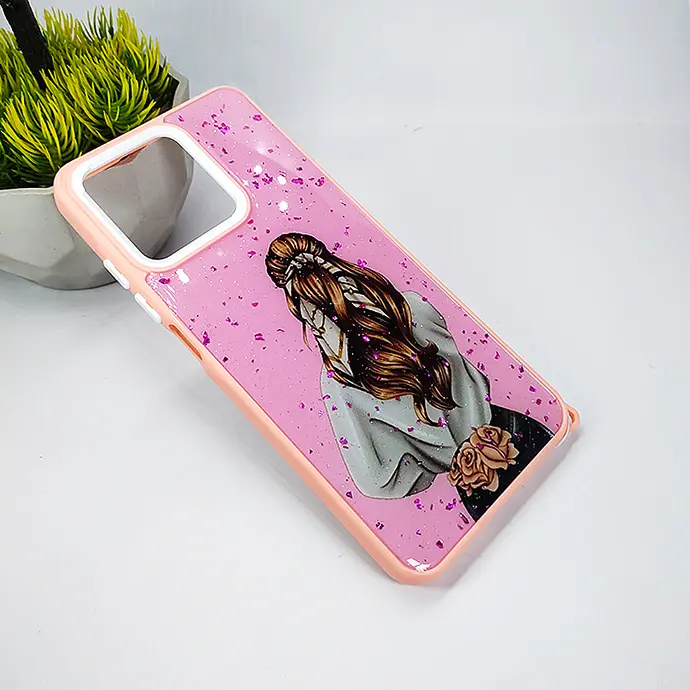 Oppo Realme C51|C53|Note 50 Fancy 3D Glitter Shine Printed Back Case (T-Pink)