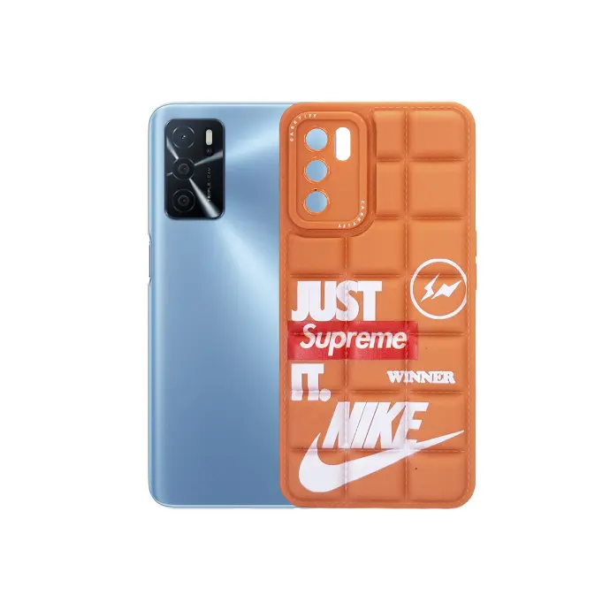 Oppo A16/A16s/A54s 3D Cubes Puffer Back Print Case - Brown