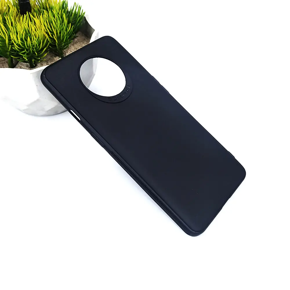 [PO4B1PL7T-4-2] OnePlus 7T Matte Soft Silicone Paper Back Case (Black)