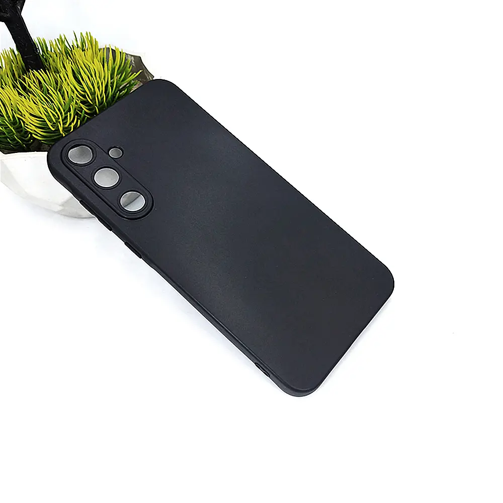 Samsung A55 5G Matte Soft Silicone Paper Back Case (Black)