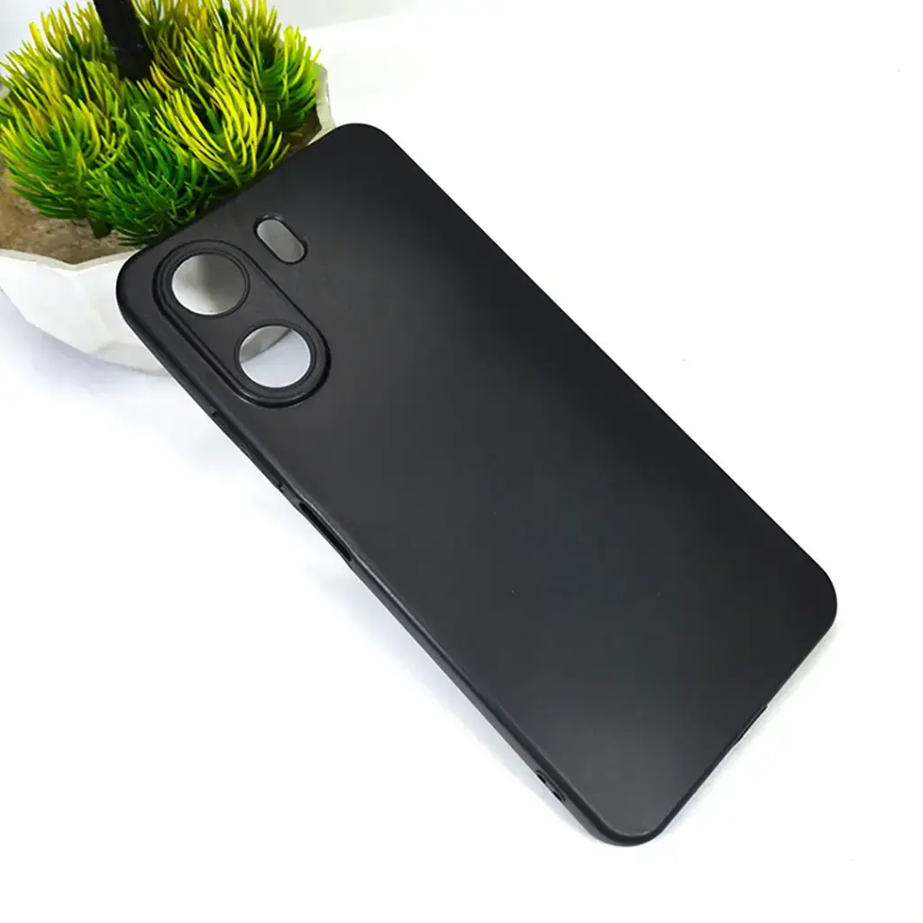 Xiaomi Redmi 13C|Poco C65 Matte Soft Silicone Paper Back Case (Black)