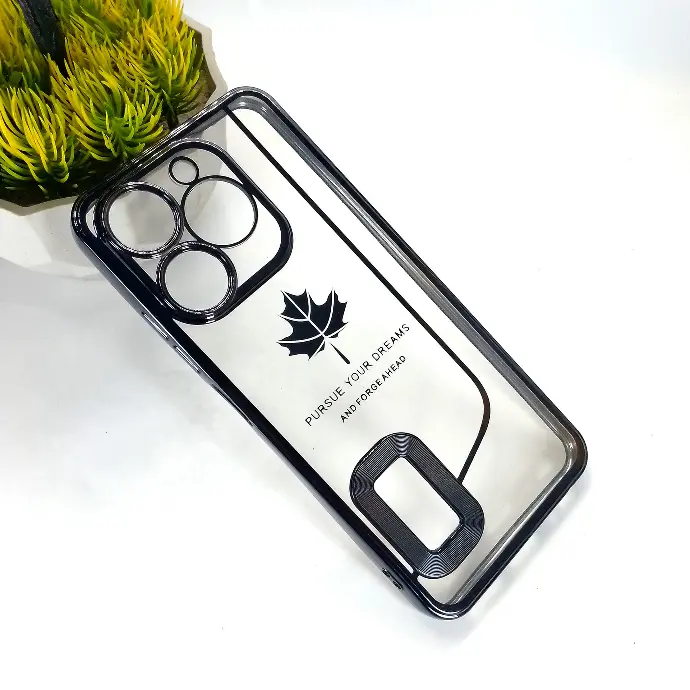 iTel A70|A70s Leaf CD-Chrome & Logo Back Case (Black)