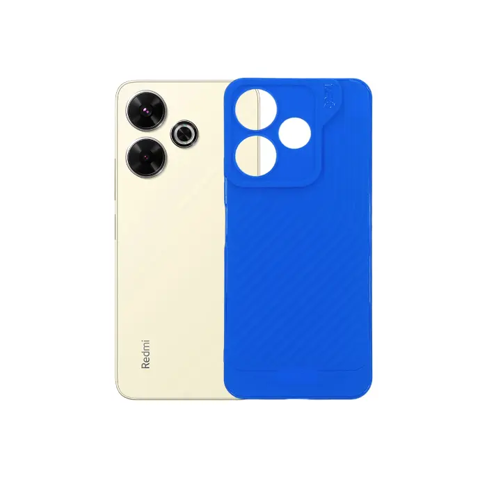 Xiaomi Redmi 13 GEARS Luxuary Carbon Texture Soft Silicone Back Case (Blue)