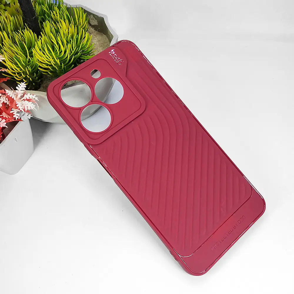 Oppo Realme C63/C61 Gears Luxury Carbon Texture Silicone Case - Maroon