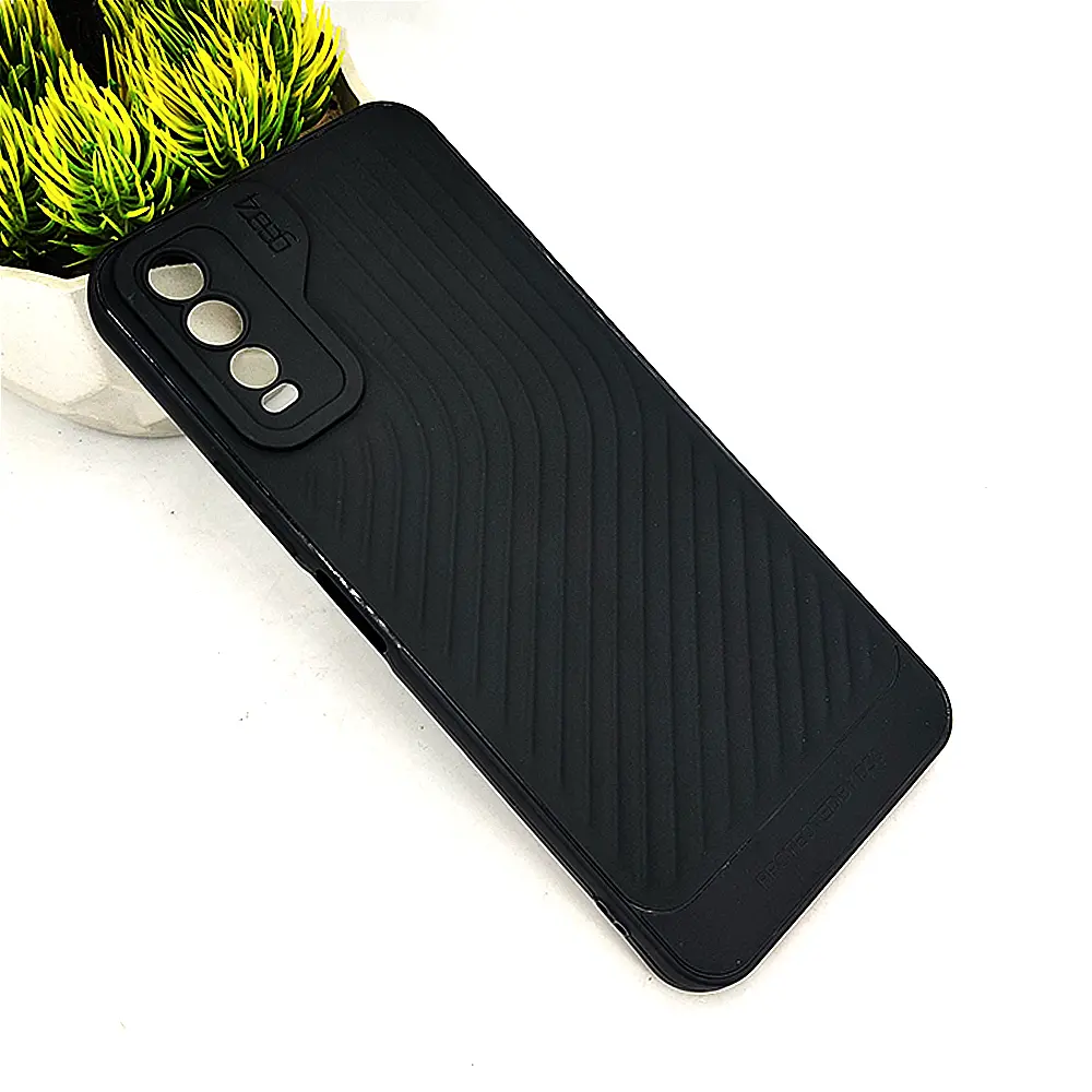 Vivo Y20|Y20i|Y20S|Y12S|Y12A GEARS Luxuary Carbon Texture Soft Silicone Back Case (Black)