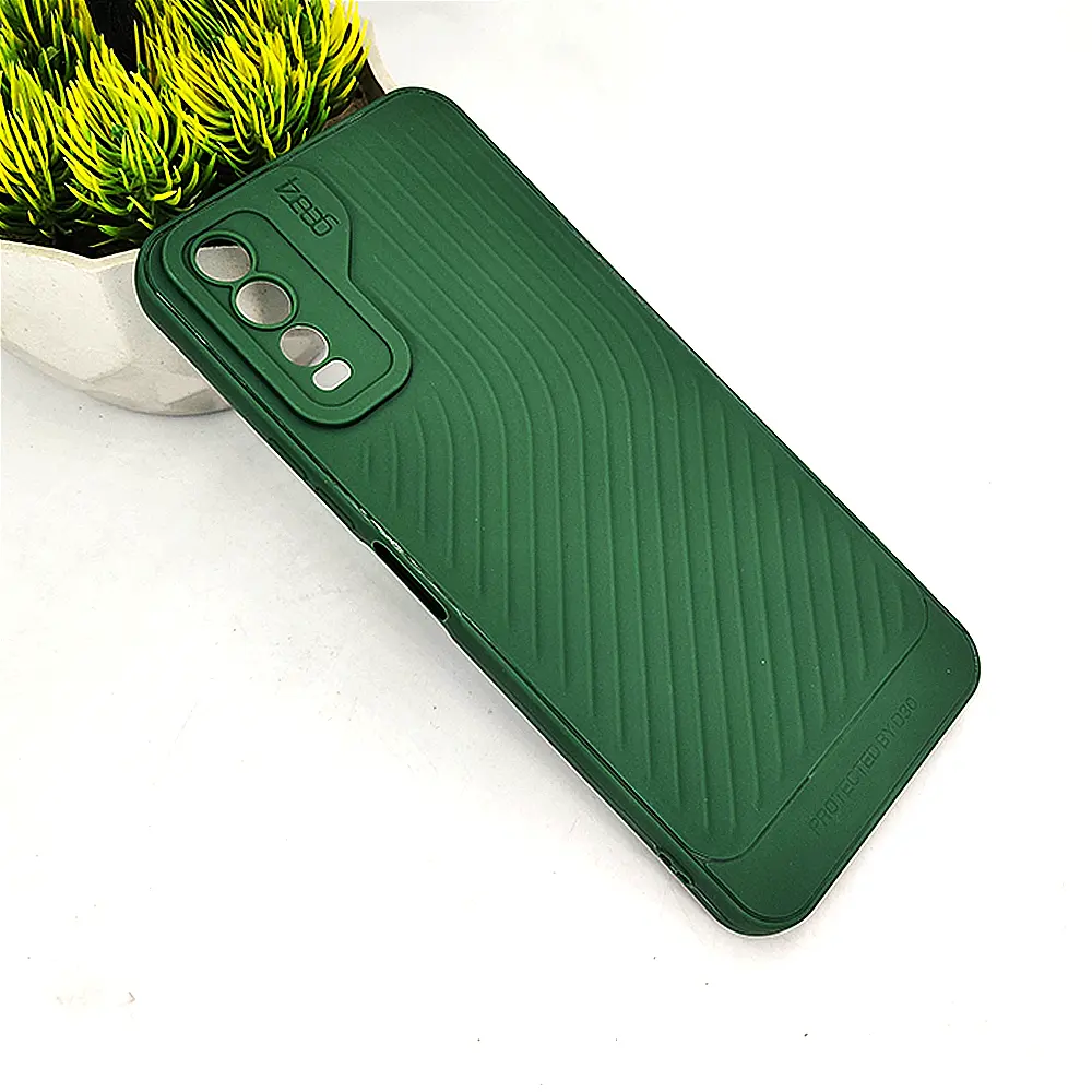 Vivo Y20 Y20i Y20s Y12s Y12a Gears Luxury Carbon Texture Soft Silicone Case - Green