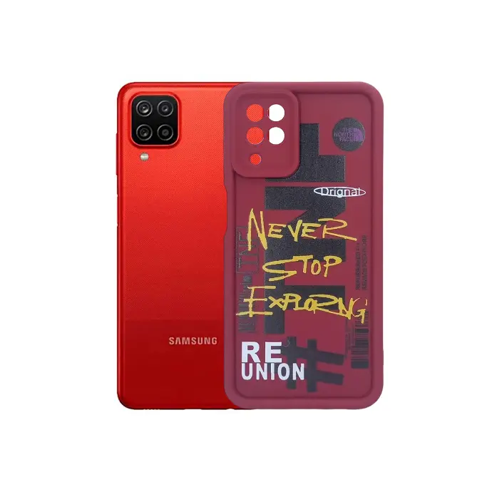 Samsung A12 Printed Soft Silicone Back Case (Maroon)