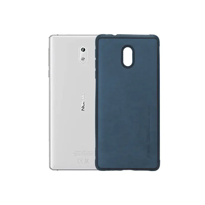 Nokia 3 X-Level Luxury Leather Back Case - Navy Blue Elegance