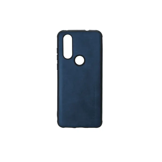 Motorola Moto P40 Power Luxury Leather Back Case - Navy Blue Stylish Protection