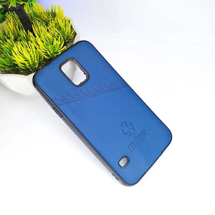[PO18BSS5-1-3] Samsung Galaxy S5 Ferrari Logo Leather Back Case - Stylish Blue Protection