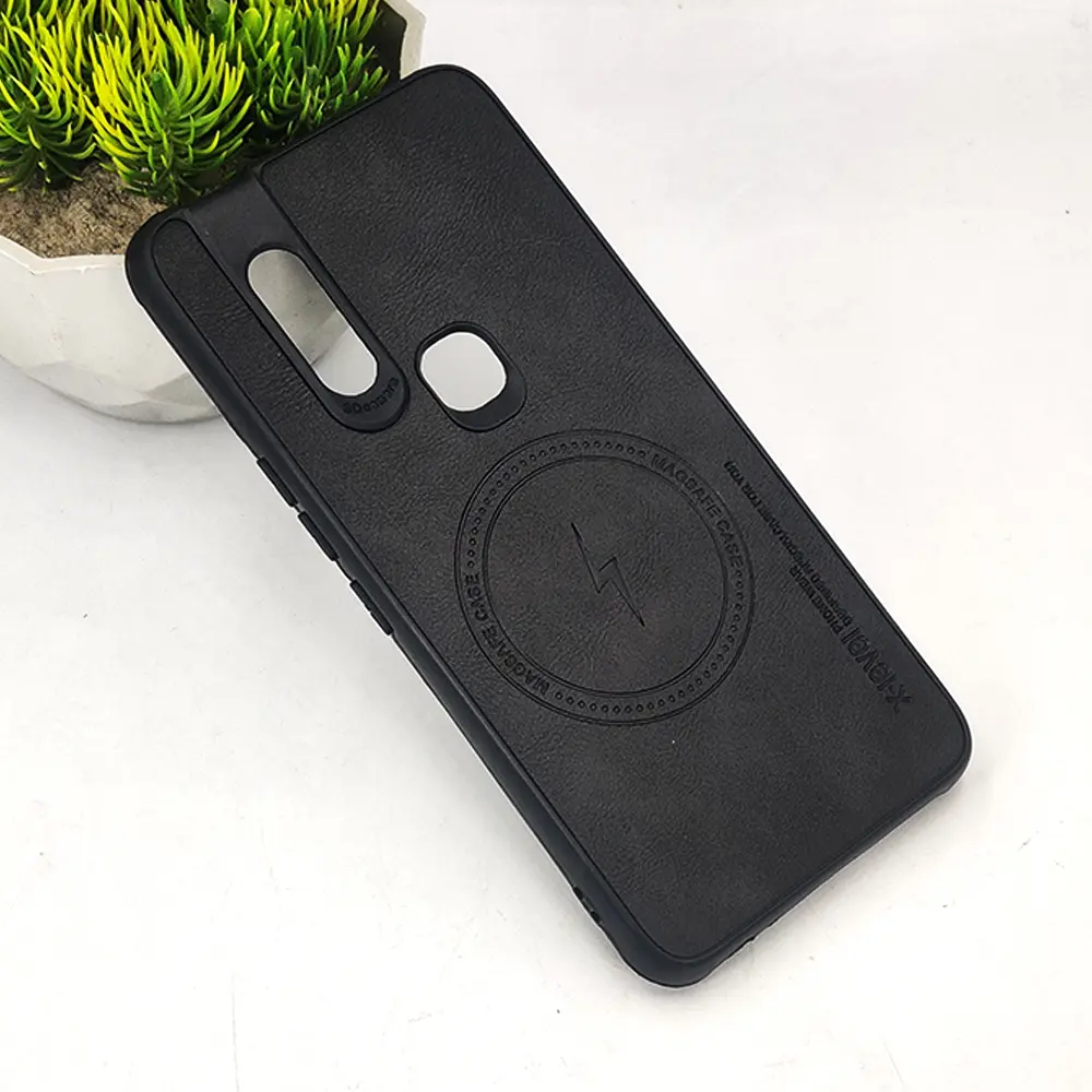 Infinix S5 Pro Magsafe Logo X-Level Luxuary Leather Back Case (Black)