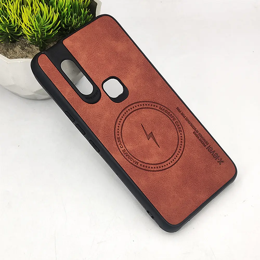 Infinix S5 Pro Magsafe Logo X-Level Luxuary Leather Back Case (Brown)