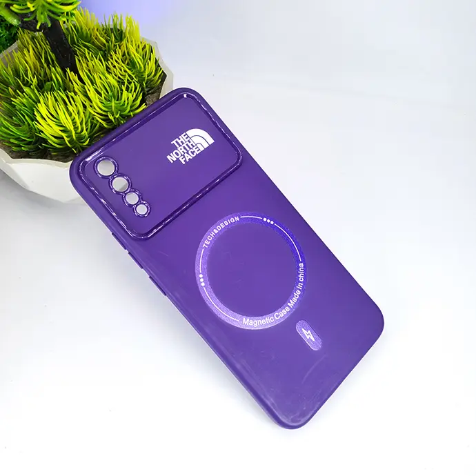 Vivo S1 | Y7s | V17 Neo Printed THE NORTH FACE Soft Silicone Magnetic Back Case - Purple
