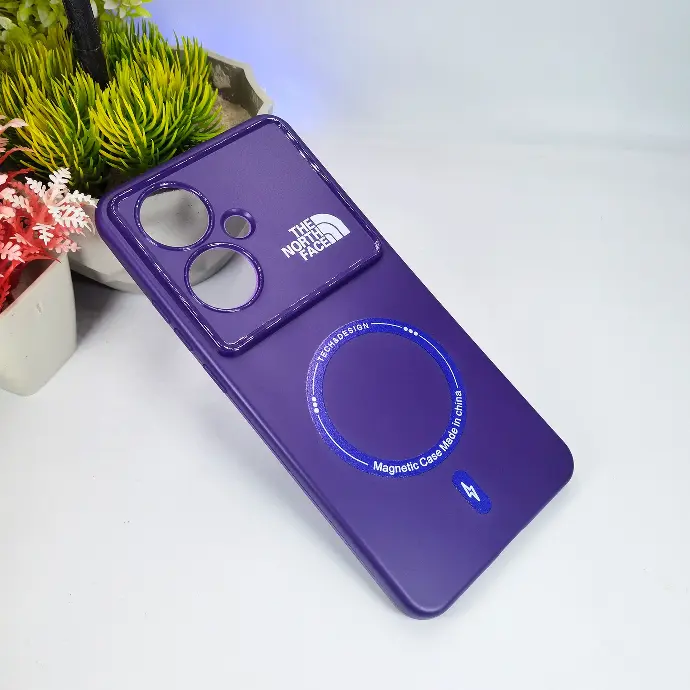 Oppo Reno 11F/Y200 Printed THE NORTH FACE Soft Silicone Magnetic Back Case - Purple
