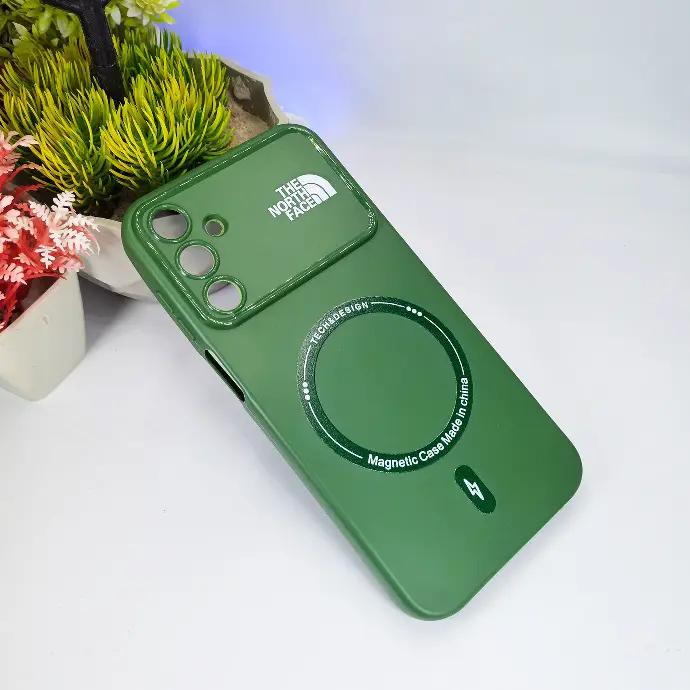 Samsung Galaxy A55 5G Printed THE NORTH FACE Soft Silicone Magnetic Back Case - Green