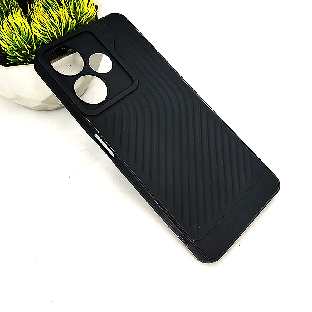 Infinix Hot 30 GEAR 4 Luxuary Carbon Texture Soft Silicone Back Case (Black)