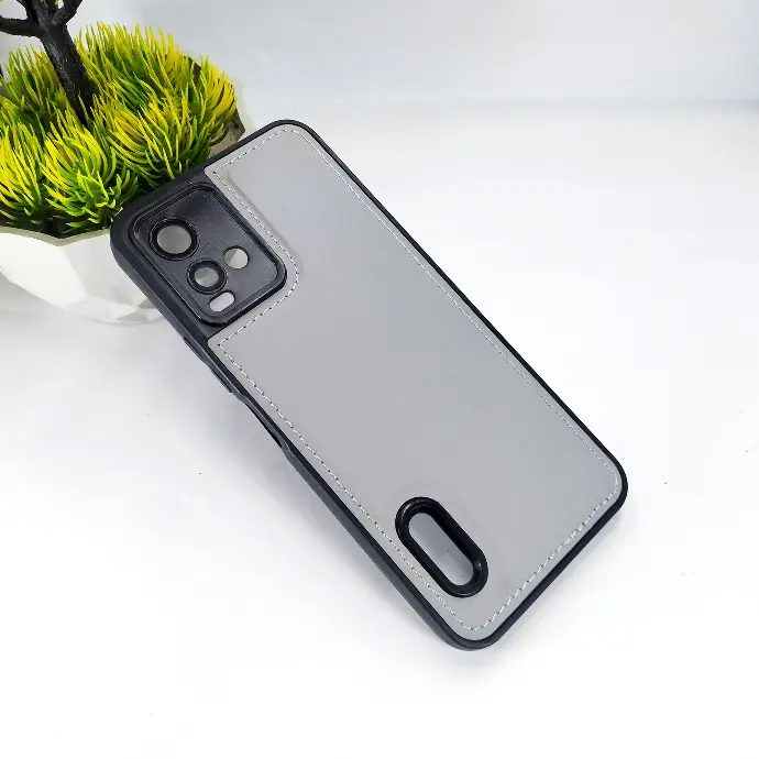 Vivo Y33S|Y33T|Y21T Camera Lens Luxuary Leather Back Case (Gray)