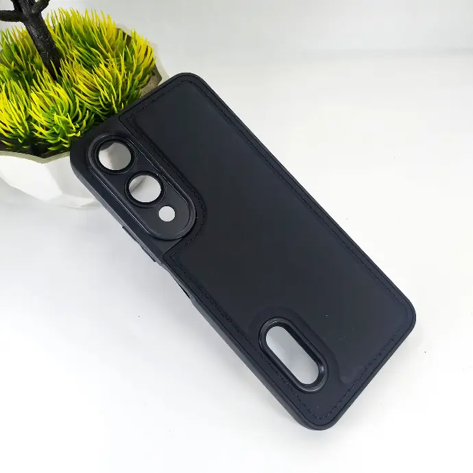 Vivo Y17s Camera Lens Luxuary Leather Back Case (Black)