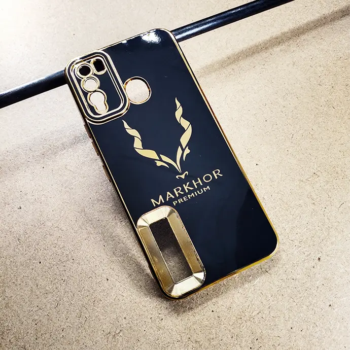 iTel Vision 1 Pro Markhor Logo Chrome Back Case (Black)
