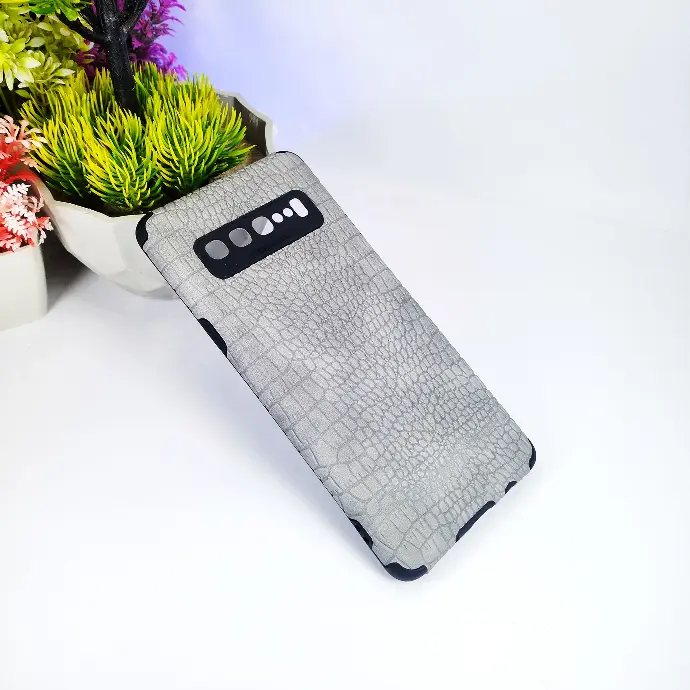 Samsung Galaxy S10 5G Corocodile Design Leather Back Case (Gray)