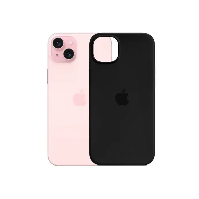 iPhone 15 Plus|iPhone 14 Plus Original Official Soft Silicone Back Case (Black)