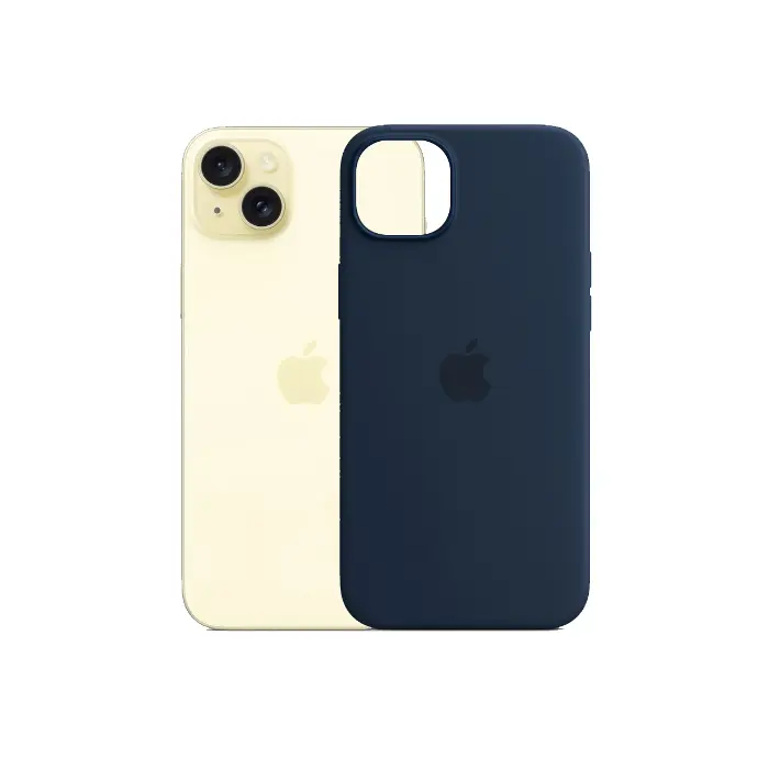 iPhone 15 Plus | iPhone 14 Plus Original Official Soft Silicone Back Case (Navy Blue)