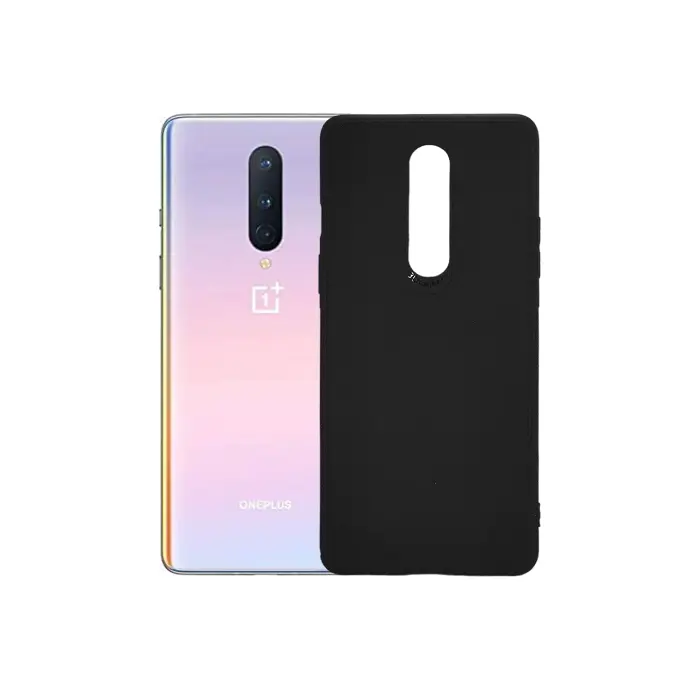 [PO4B1PL8-4-2] OnePlus 8 Matte Soft Silicone Paper Back Case (Black)