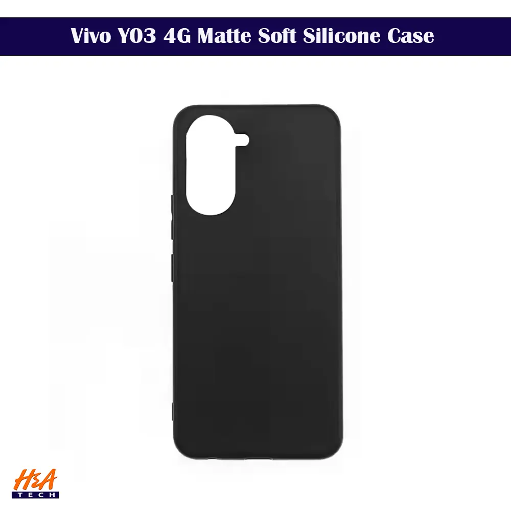Vivo Y03 4G Matte Soft Silicone Paper Back Case (Black)