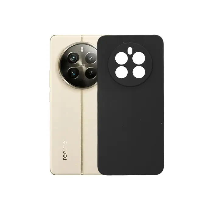 Oppo Realme 12|Realme 12 Plus Matte Soft Silicone Paper Back Case (Black)