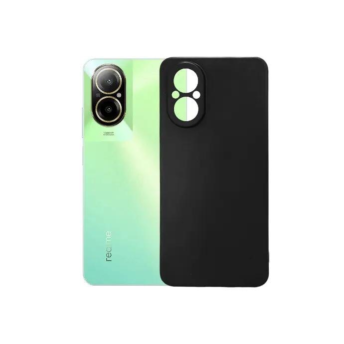 [PO4BORELMEC67-4-2] Oppo Realme C67 Matte Soft Silicone Paper Back Case (Black)
