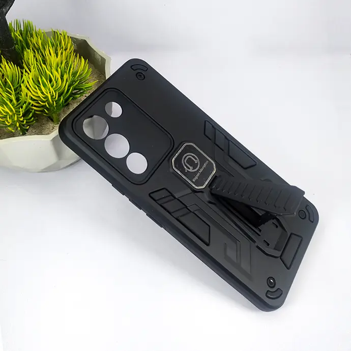 Vivo V29E|Y200E Armour With Stand Back Case (Black)