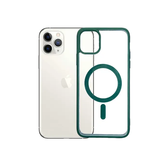 [PO7BIPXIMAX-14-11] iPhone 11 Pro Max Colour Border Magsafe Wireless Back Case (Green)