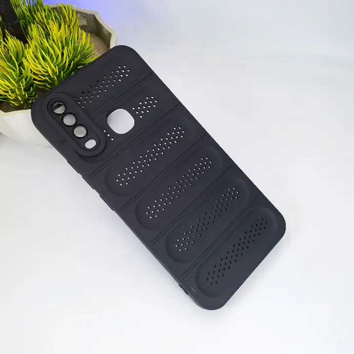 Vivo Y17 Y15 Y12 Y11 Cooling Mesh Silicone Back Case - Black Design