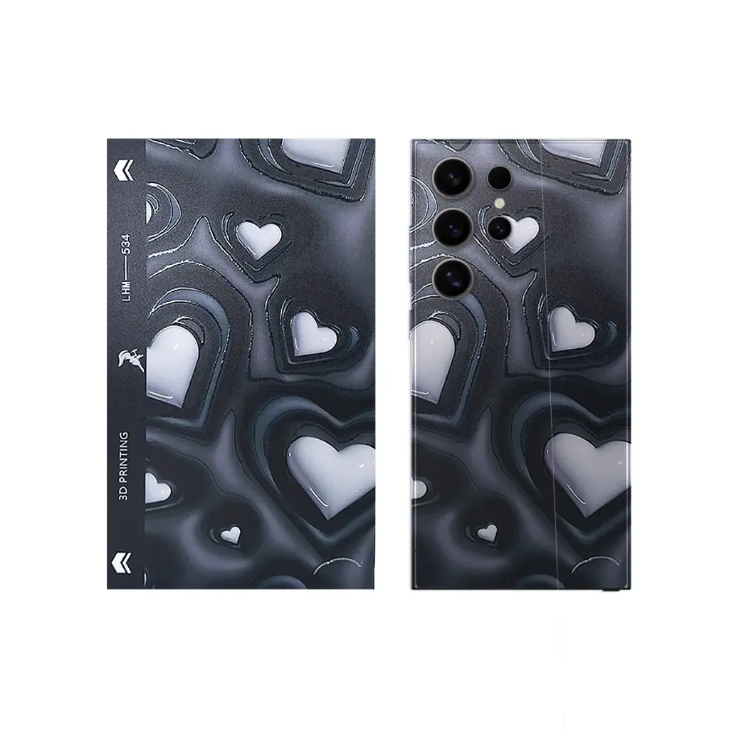 Heart 3D Printed Mobile Back Skin - Customizable & Romantic Design